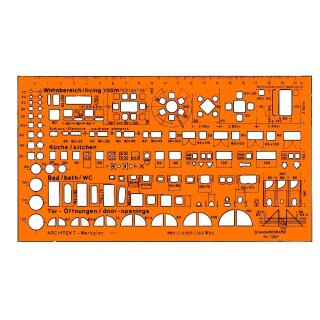 Standardgraph Zeichenschablone Architekt-Werkplanschablone 1:100