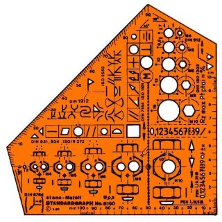 Standardgraph Zeichenschablone Schulwinkel Stano Metall Schablone