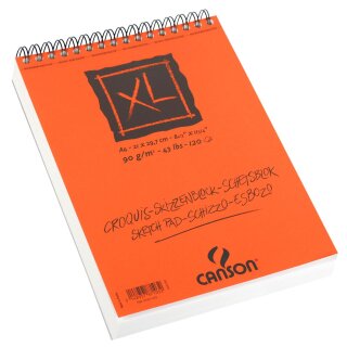 Canson Skizzenblock XL mit doppelter Spirale an der kurzen Seite, 90g/m², A4, 120 Blatt