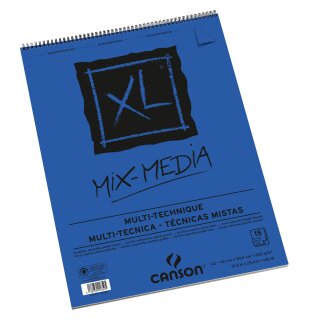 Canson XL Mix Media Block mit doppelter Spirale an der kurzen Seite, 300g/m², A2, 15 Blatt