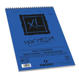 Canson XL Mix Media Block mit doppelter Spirale an der kurzen Seite, 300g/m², A3, 30 Blatt