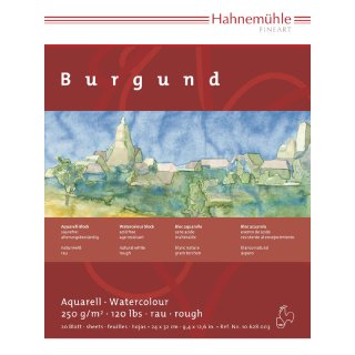 Hahnem&uuml;hle Aquarellkarton Burgund Aquarellblock 250 g/m&sup2; Gr&ouml;&szlig;e: 17 x 24 cm / Blockinhalt: 20 Blatt
