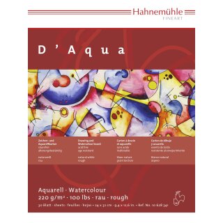 Hahnemühle DAqua Aquarellblock / Aquarellkarton 220 g/m² Größe: 17 x 24cm / Blockinhalt: 30 Blatt