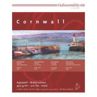 Hahnemühle Aquarellkarton Cornwall Aquarellblock 450 g/m² Größe: 17 x 24 cm / Blockinhalt: 10 Blatt