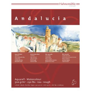 Hahnemühle Andalucia Aquarellkarton Block 500 g/m² Größe: 30 x 40cm / Blockinhalt: 12 Blatt