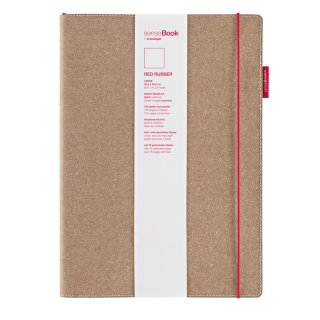 senseBook RED RUBBER, Medium, kariert - 140 x 210mm, 135 nummerierte Seiten