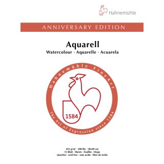 Hahnemühle Anniversary Edition-Aquarell 425 g/m²  Größe: 36 x 48cm Aquarellblock / Blockinhalt: 15 Blatt