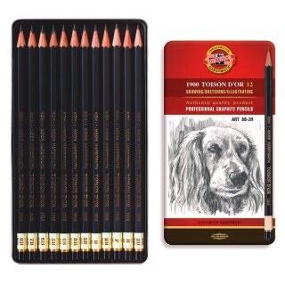 Graphitstifte 12er Set Toison Dòr ART  - Gradation 8B - 2H - im Metalletui