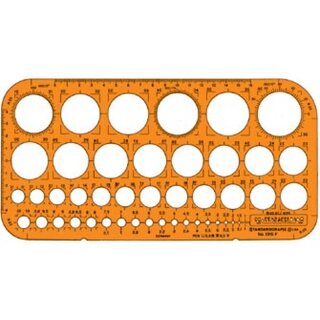 Standardgraph große Kreisschablone 45 Kreise 1-36mm, T-Kante