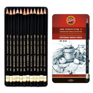 Graphitstifte 12er Set Toison Dòr ART  - Gradation 8B - 8H im Metalletui