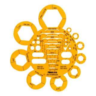 Abrundungs- und Mutterschablone Radien 1 bis 25 mm, Tuschenoppen