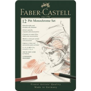 Faber-Castell Set PITT Monochrome klein Metalletui (12-teiliges Etui)