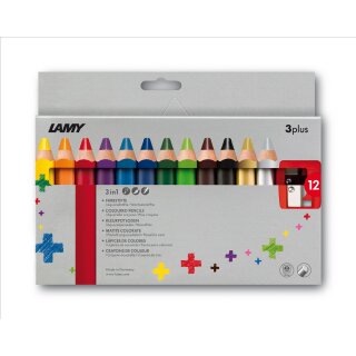 Lamy 3plus, Modell 520 Farbstifte 12er Set Faltschachtel inklusive Spitzer gratis