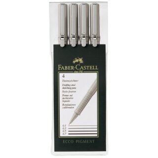 Faber-Castell ECCO PIGMENT-Tintenzeichner 4er Satz, Linienbreite 0.1/0.3/0.5/0.7mm